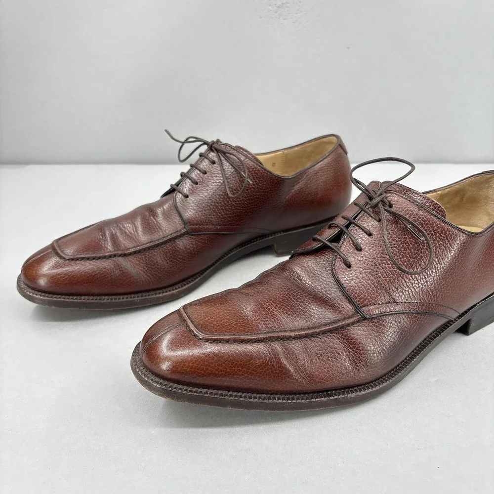 Salvatore Ferragamo Shoes Mens Size 10.5 Brown Lace Up‎ Split Toe Derby Italy